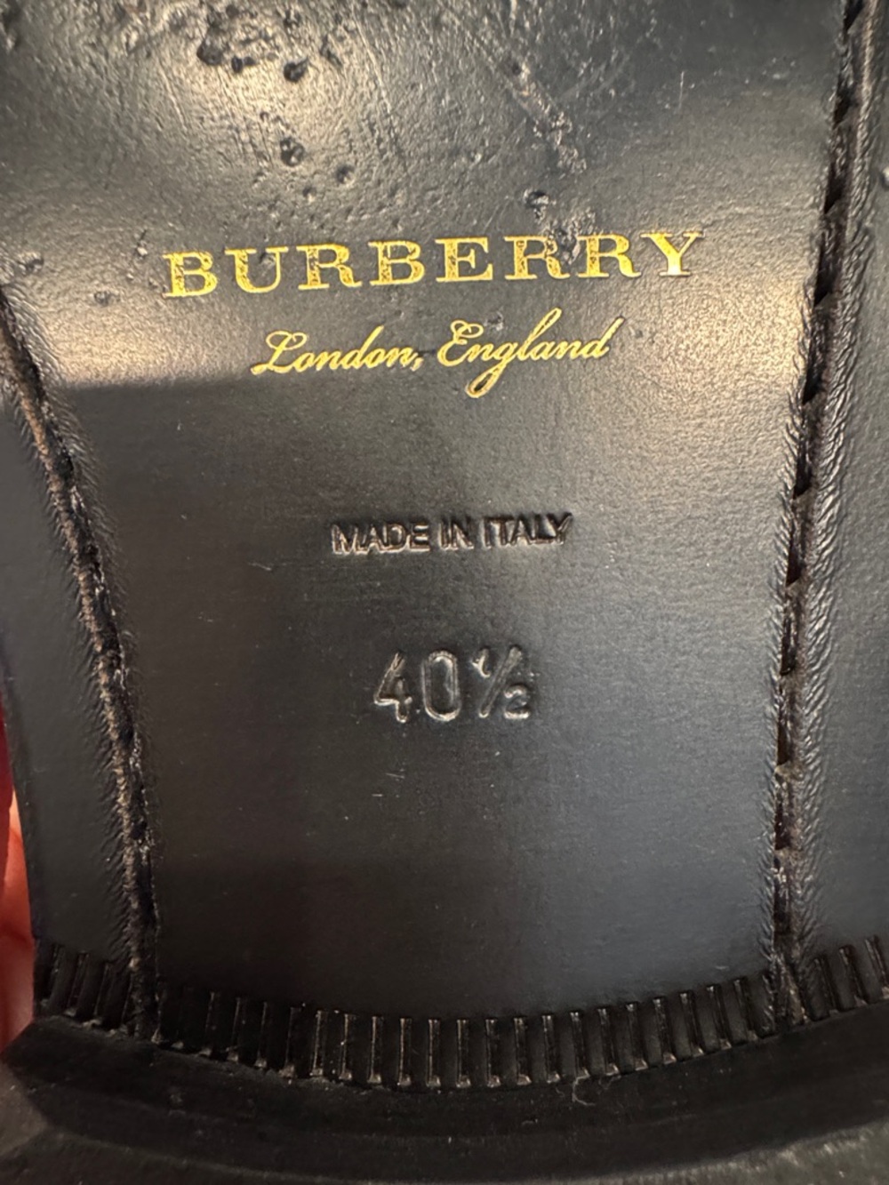 Burberry Navy Leather Slip-On Loafers with Green Fringe - Picture 6 of 6